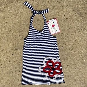 Emily West Size 16 Striped Jersey Halter Dress NWT